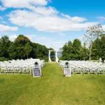 An outdoor wedding setup